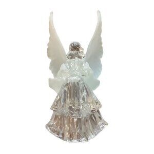 Angel Figurine With‎ Frosted Wings  6” Acrylic Christmas Accent Decor